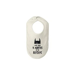  Beegeetees I Just Spent 9 Months In The Batcave Bib Funny Batman Baby Shower G - Picture 1 of 1