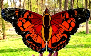 Huge SHADES OF RED BUTTERFLY Stained Glass Suncatcher Handmade in QLD, Australia - Picture 1 of 24