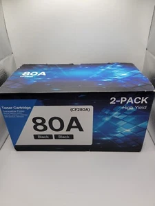 2er-Pack schwarze Tonerkassette mit hoher Kapazität kompatibel für HP 80A & 280A Drucker - Bild 1 von 5