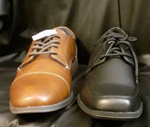 NIB Kids Black & Brown Pair Tie Up American Eagle/Smartfit Dress Shoe Bundle - Picture 1 of 11
