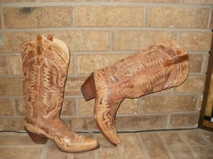 Corral Phoenix SnipToe Crackle Western Boot 6.5 M/Brown-Tan MSRP $260 - Picture 1 of 7