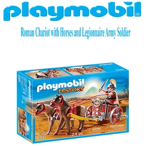 Playmobil 5391 Roman Chariot with Horses and Legionnaire Army Soldier - Picture 1 of 5
