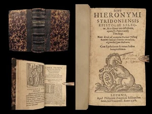 1596 Bible & Letters of Saint Jerome Church History Asceticism Louvain Unicorn - Picture 1 of 20