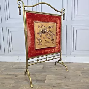 Antik Vintage Edwardian Messing dekorativer Feuerschutz - Floral viktorianisch - Bild 1 von 24