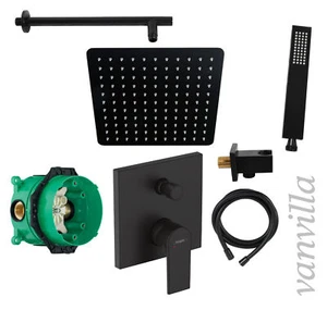 vanvilla Duschset Regendusche m. Armatur Hansgrohe HGS07 schwarz matt Unterputz - Bild 1 von 6