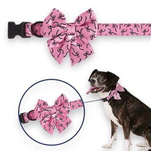Top Paw Pink Satin Bow Embellished Graphic Adjustable Dog Collar Size Small - Picture 1 of 3