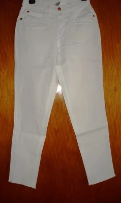 Tolle 7/8 Stretch-Hose,Jeans Loose fit,weiss v Rainbow m.Fransen,Gr.34,Neu, XXS - Bild 1 von 4