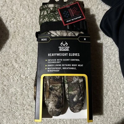 Realtree Edge Heavyweight Gloves Men's Medium Scent Control Waterproof Camo New - Image 1 of 4