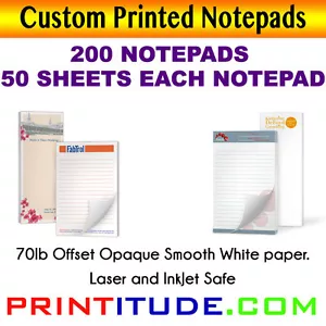 BLOCS DE NOTAS DE IMPRESIÓN PERSONALIZADOS 3X8 (200 PADS-50 HOJAS EA) 70 LB Impresión Opaca PERSONALIZADA - Imagen 1 de 1