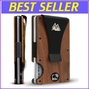 Walnut Wood Slim Wallet for Men - RFID Protection & Quick Access Card Holder - Picture 1 of 9