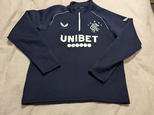 Top allenamento Glasgow Rangers 1/4 zip uomo 21 p2p M medio blu Castore calcio - Foto 1 di 7