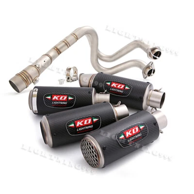Silenciador de tubo de cabezal sistema de escape completo 2" para Kawasaki Ninja 650 Z650 ER6N ER6F Foto 1 de 4