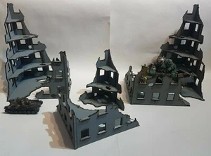 Juego de ruinas de construcción 28 mm Segunda Guerra Mundial (A) MDF terreno pintado adecuado para Warhammer 40k - Imagen 1 de 9