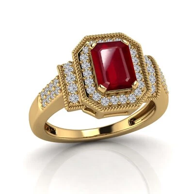 1.81 Ct Lab Created Pink Ruby & Real Diamond Solitaire Engagement Ring 10K Gold - Image 1 of 4