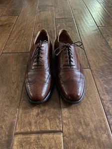 Vintage Men’s Wing Tip Shoes Brown Leather 8M  - Picture 1 of 7