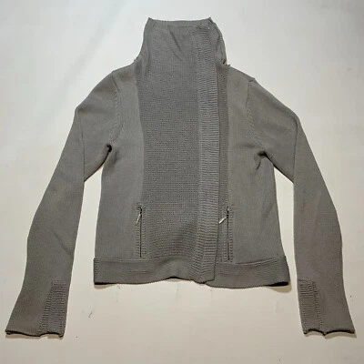 axcess liz claiborne women's soft gray split crew neck full zip sweater Medium Foto 1 de 4