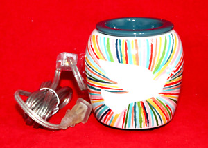 New PINK ZEBRA Rainbow Dove Ceramic Simmer Pot Scent Warmer 4016457