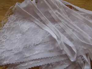 Handmade White Fabric & Lace Bunting 40ft Weddings Christenings Shabby Chic - Picture 1 of 2
