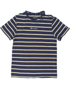 CHAMPION Mens T-Shirt Top Small Blue Striped Cotton BO01 - Picture 1 of 3