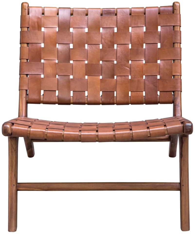 Uttermost 25484 Plait 26"W середины века современный сплетенный кожаный низкий - коньяк / тик - Изображение 1 из 4