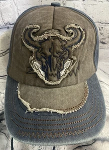 Vintage Truckermütze bestickt Stier Emblem verstellbar dekorativ genäht neu ohne Etikett - Bild 1 von 4
