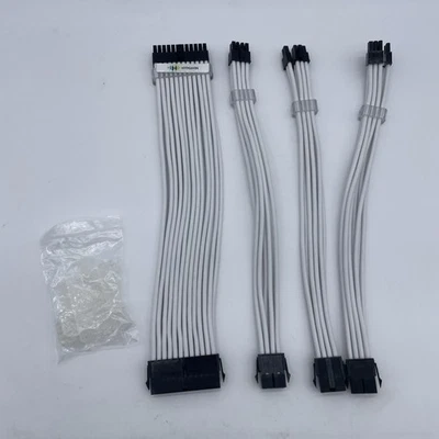 16AWG PSU Cable Extension Kit, Sleeved Custom Mod GPU White - Image 1 of 4
