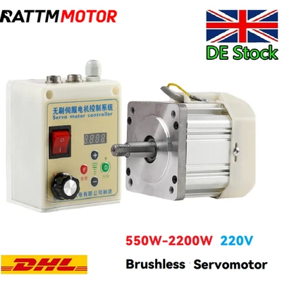 【UK】550W-2200W Brushless Servo Motor 220V With Speed Controller for CNC Lathe - Image 1 of 4