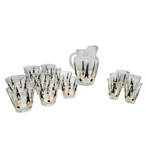 Set 16 stoviglie freccia atomica vintage metà secolo ancoraggio picchi dorati  - Foto 1 di 7