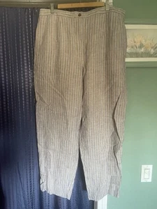 Vintage 90s Harvé Benard High-Waisted Wide-Leg 100% Linen Pants XXL Beige - Picture 1 of 6