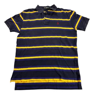 Polo Ralph Lauren Poloshirt Herren Medium Navy Gelb Blau Gestreift Rot Pony Piqué - Bild 1 von 13