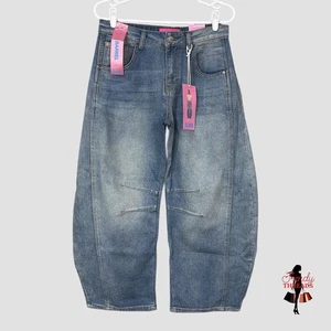 NWT Telepatia Wide Barrel Leg Jeans Sz 5/27 Y2K Low Rise Denim Baggy Punk Preppy - Picture 1 of 12
