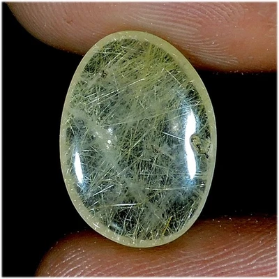 18.10 Carat Natural Gold Needles Rutile Quartz Oval Cabochon Loose Gemstone j374 - Image 1 of 2