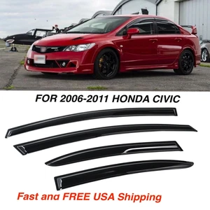 Fit for 06-11 Honda Civic Sedan Mugen Style Window Visors Acrylic Sun Rain Guard - Picture 1 of 15