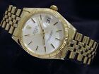 Rolex Date 1503 Men 14k Yellow Gold Watch Silver Dial Usa Oval Link Jubilee Band