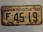 Plaque d'immatriculation commerciale vintage Nouvelle-Écosse 1962 plaque F