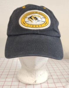 Vintage MU Mizzou Missouri Tiger Kappe Mütze schwarz verstellbarer Riemen Rückenaufnäher - Bild 1 von 8