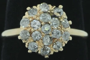 Art Nouveau (ca. 1900) 14K Yellow Gold European Cut 1ct+/- Diamond Cluster Ring - Picture 1 of 4