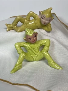 Pair of Gilner Pixie Elf Christmas Ceramic Figurine 1950s MCM Vintage Decor 7 - Picture 1 of 15