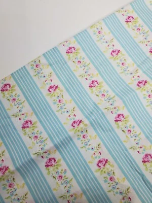Tanya Whelan Fabric Zoey's Garden Stripe Floral Cottage Sew Quilt HALF YARD - Image 1 of 2