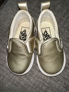 Vans Slip On Toddler Sneakers, Gold Shoes In Excellent Condition