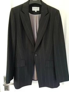 NEXT Black Pinstripe 2 Piece Suit. Jacket 10 Skirt 10R. Very Good Condition - Picture 1 of 8