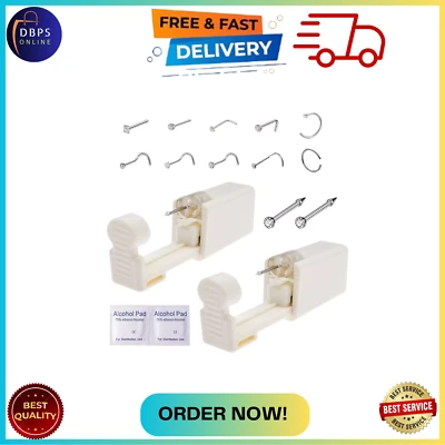 2 Pack Disposable Self Nose Piercing Tool With 10Pc Nose Rings Nose Piercing Kit - Image 1 of 4