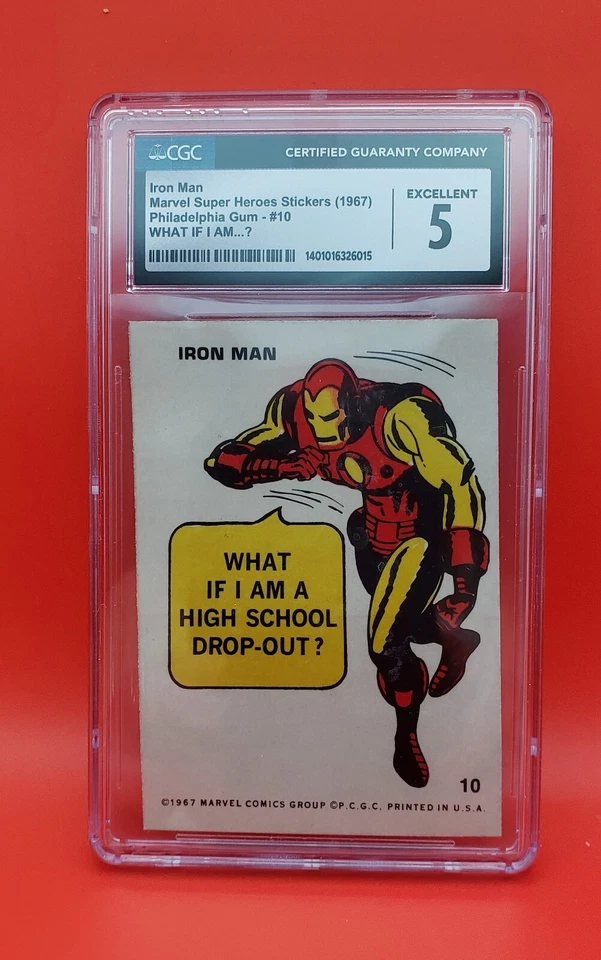Marvel Super Heroes Sticker #10 Iron Man 1967 Philadelphia Gum Card Graded CGC 5 - Image 1 of 2