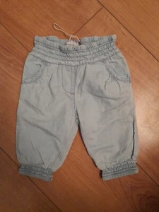 New Topomini Baby Girl Soft Ue Cotton Elasticated Waist/Ankle Trousers 0-3 Mths - Picture 1 of 3