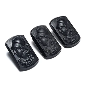 3 Antique Black Glass Cameo Buttons Roman Greek Warrior Soldier 3/4" - Picture 1 of 13