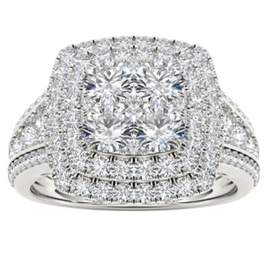 10k White Gold Round Cut 1.5Ct Diamond Engagement Ring Size 9 Clarity I2 - Picture 1 of 5