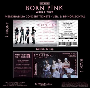 BLACKPINK BORN PINK World Tour (Version 3) - Custom K-Pop Concert Tickets - Picture 1 of 6
