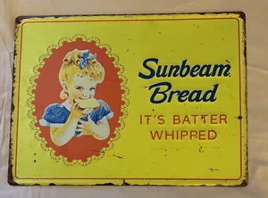 LETRERO CON LICENCIA PUBLICIDAD DE METAL EN RELIEVE PAN SUNBEAM GRANDE 12" X 16" - Imagen 1 de 10