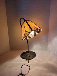 Stained Glass Gooseneck Table Desk Lamp Fixture Tested - Picture 1 of 14