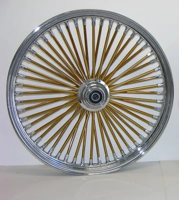 DNA MAMMOTH 26 x 3.5 FAT 52 GOLD SPOKE FRONT WHEEL TOURING FLH/T/R/X HARLEY - Image 1 of 2